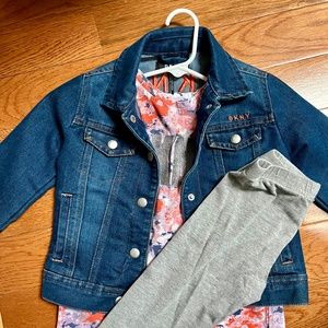 Toddler girl denim jacket dress leggings set